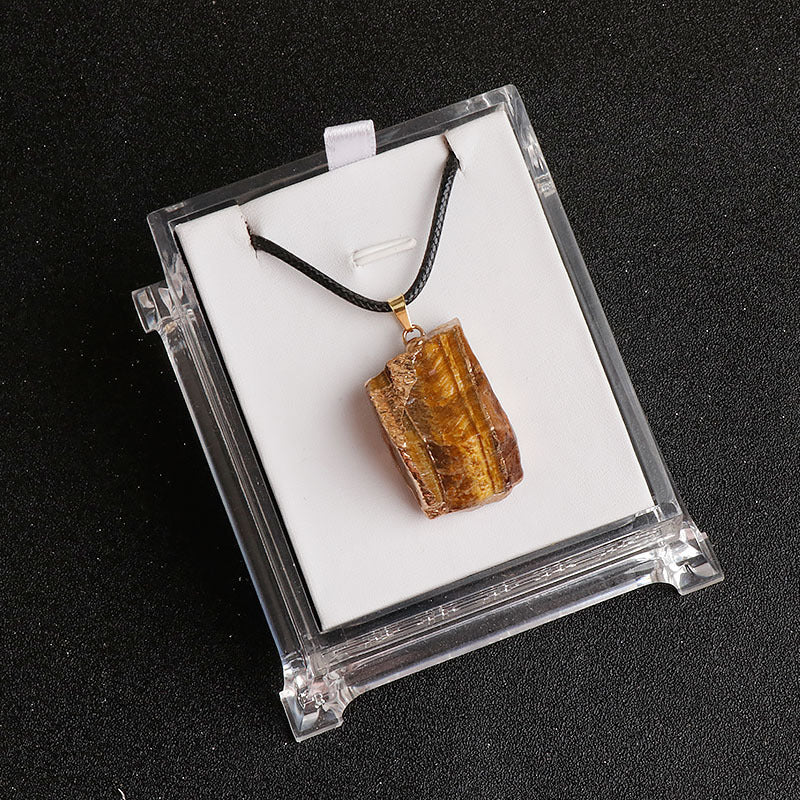 Pentalith Natural Stone Pendant - Gold-Plated Edge, Raw Pink-Purple-White Crystal Stones, Irregular Necklace & Sweater Chain